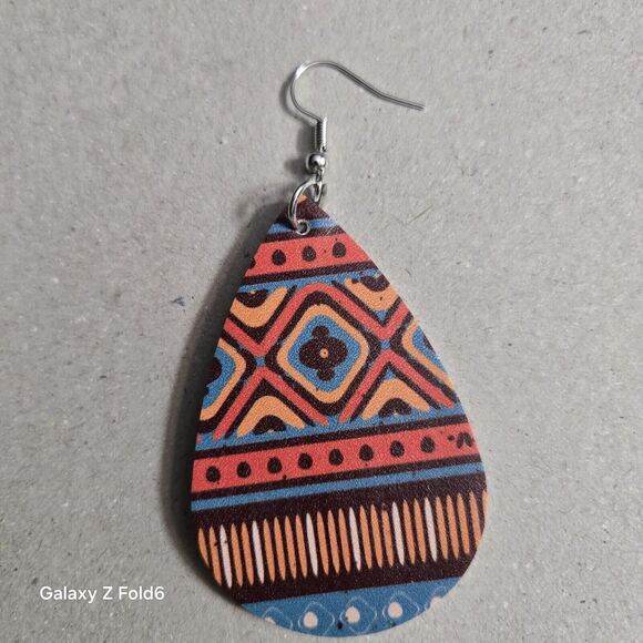 ❤️3/$15 Western Faux Leather Earrings Native American Star Boho Aztec Geometric - Picture 2 of 2